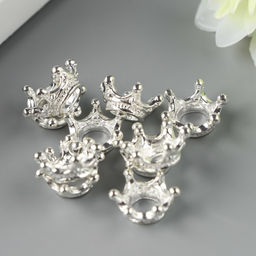 Цена за 10 шт. Декор "Корона", цвет серебристый