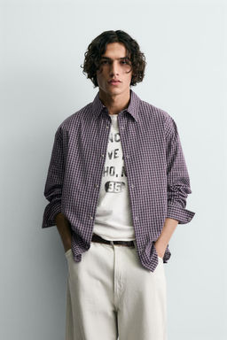 CAMISA RELAXED FIT CUADROS / Burdeos - Zara фото 2