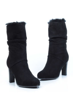 F16-181M BLACK Полусапоги зимние женские (натуральная замша, натуральный мех (полностью))