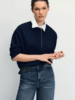 Хлопковый джемпер с отложным воротником / Zarina