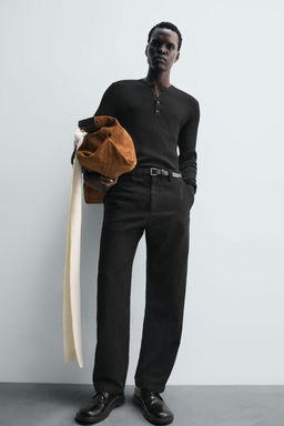 TEXTURED STRAIGHT-LEG TROUSERS - Zara фото 5