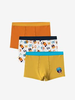 Bask?l? Erkek ?ocuk Boxer 3l?