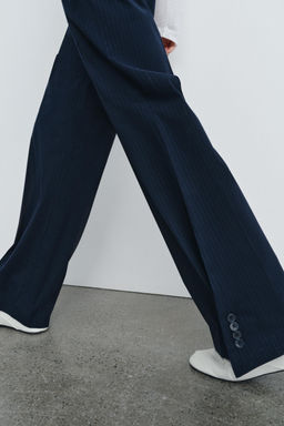 STRIPED TROUSERS WITH BUTTONS AT HEM ZW COLLECTION - Zara фото 9