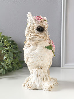 Фигура полистоун «Белая сова в цветах», 13×10×22 см