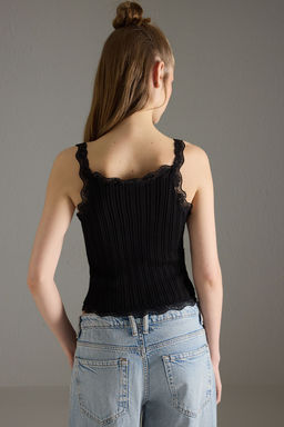 Siyah Dantel Detayl? Triko Ince Bluz TWOSS25BZ00177