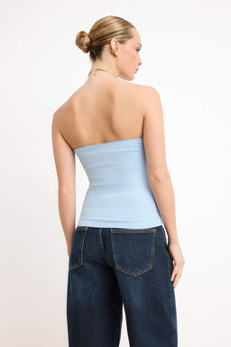 Siyah Fitted/Vucuda Oturan Straplez Kolsuz Buzgulu Yumusak Orme Bluz TWOSS26BZ00644 - Trendyolmilla фото 8