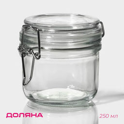 Банка для сыпучих Доляна «Галерея», 250 мл, 10.5×8.5 см, с бугельным замком, стекло, прозрачная
