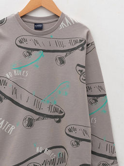 Bisiklet Yaka Bask?l? Uzun Kollu Erkek ?ocuk Ti??rt - Waikiki фото 3