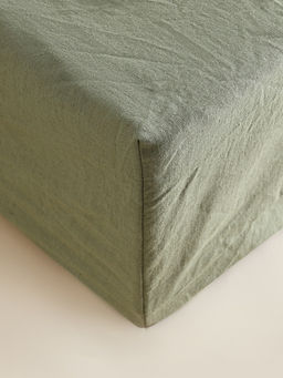Простыня на резинке SL Home Linen collection 200*200+30 см , цв.зелёный, лён30%/хлопок70%