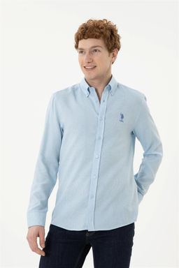Мужская голубая рубашка с длинным рукавом - U.s. polo assn фото 3