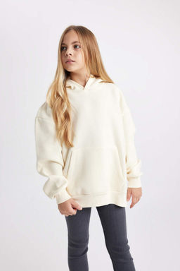 Толстовка оверсайз для девочек с капюшоном и мягкой ворсистой подкладкой - Defacto фото 4