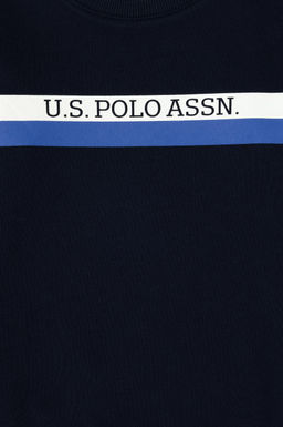 Свитшот U.S. Polo Assn для мальчика хлопок темно-синий  фото 6
