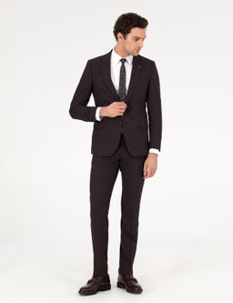 Бордово-красный приталенный костюм - Cacharel фото 8