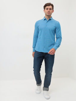 Батник мужской трикотажный GREG G143-ML (лазурь)  фото 9