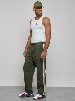 Широкие спортивные штаны трикотажные мужские цвета хаки 12903Kh - Mtforce фото 21