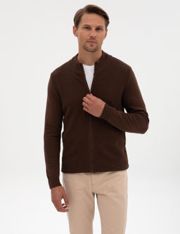 Kahverengi Slim Fit Fermuarl_ Triko H_rka