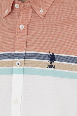 Мужская рубашка с длинным рукавом кирпичного цвета Неожиданная скидка в корзине - U.s. polo assn фото 7