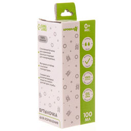 Бутылочка для кормления Крошка Я, классическое горло, средний поток, от 0 мес., 100 мл., стеклянная, МИКС