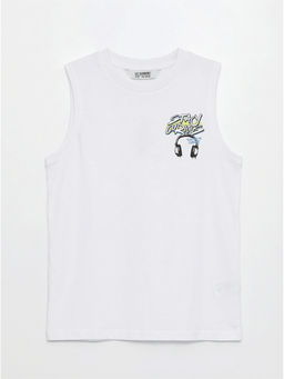 Bisiklet Yaka Bask?l? Penye Erkek ?ocuk Atlet