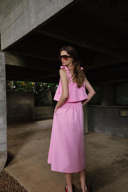 VESTIDO MIDI POPEL?N LAZOS / Rosa medio - Zara фото 5