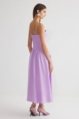 TRENDYOLMILLA Cok Renkli A Kesim Cicek Desenli Korse Gorunumlu Dokuma Midi S?k Elbise TPRSS25EL00109 фото 10