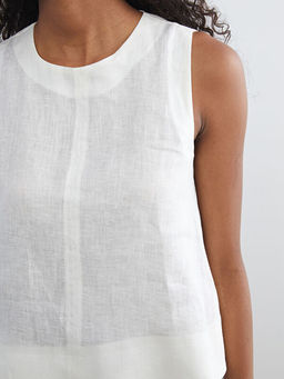 Bisiklet Yaka %100 Keten Bluz