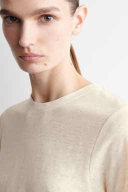 CAMISETA DE LINO CON CUELLO REDONDO - H&m фото 6