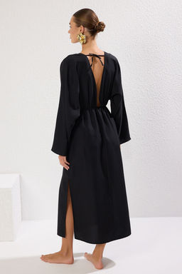 Cicek Desenli Dokuma Y?rtmacl? Maxi Plaj Elbise TBESS25EL00037 - Trendyolmilla фото 10