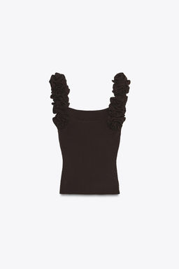 KNIT TOP WITH FLORAL STRAPS - Zara фото 8