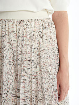 Beli Lastikli Desenli Pileli Kad?n Etek