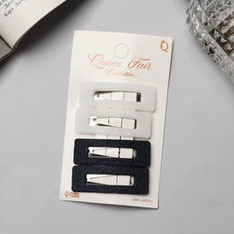 Цена за 6 шт. Невидимки для волос «Флоренс», набор 4 шт., геометрия, 5 см, чёрно-белые