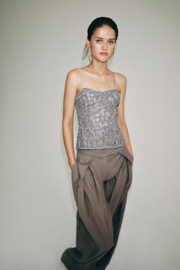 TOP BRILLOS ZW COLLECTION / Azul / Gris