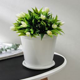 Цена за 2 шт. Горшок для цветов с поддоном «Альтернатива. Эконом», 2 л, пластиковый, белый