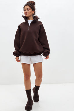 Толстовка женская из футера начес Комфорт шоколад макси