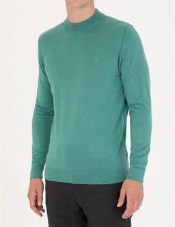 Mint Regular Fit Bato Yaka Y_n Kar___ml_ Basic Triko Kazak