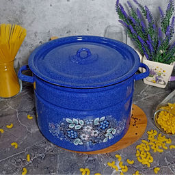 Кастрюля 12,5л цил. син. с зерн. Голубика 1с300с