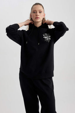 Толстовка из плотной ткани с капюшоном и принтом Cool Oversize - Defacto фото 4