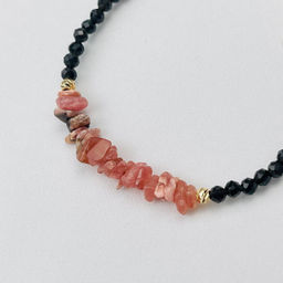 Браслет из Обсидиана и Родохрозита 16,5 см +