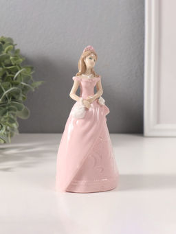 Сувенир керамика "Леди в розовом платье с сумочкой" 6,6х7,5х14,8 см