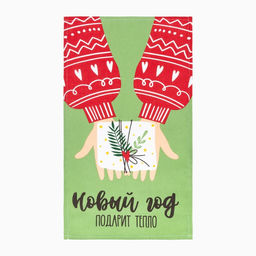 Набор новогодний кухонный новогодних полотенец Доляна Тепло Нового года 35?60 см-2 штуки, 100% хлопок, 160 г/м?