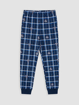 Bask?l? Bisiklet Yaka Erkek ?ocuk Pijama Tak?m