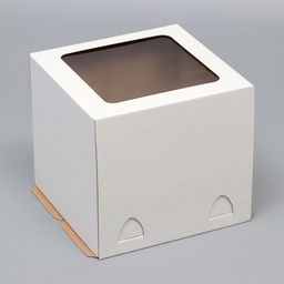 Цена за 2 шт. Коробка под торт, с окном, без ручек, белая, 24×24×22 см