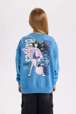 Толстовка с круглым вырезом для девочек - Defacto фото 7