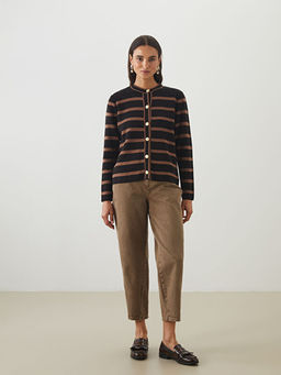 Bisiklet Yaka ?izgili Kad?n Triko H?rka