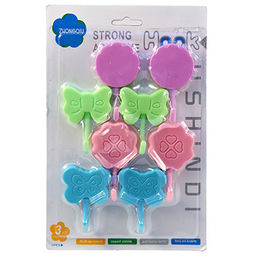 Крючок на липучке пластмассовый, 8 штук в блистере, микс (Китай)