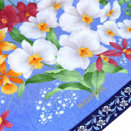 "Япония-2045" Полотенце махровое 50х90см, плотность 300гр/м2, 100% хлопок, "Ирисы", синий, Bolangde (Китай)