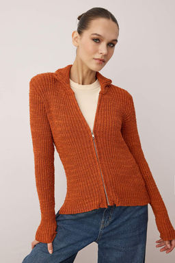 Tas Fermuarl? Dik Yaka Yumusak Dokulu Pamuklu Triko H?rka TWOAW26HI00088 - Trendyolmilla фото 5