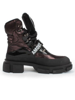 01-H016-362-Y197Q/Q28K GUN/BLACK Ботинки демисезонные женские (натуральная кожа, байка)