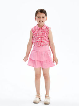 Beli Lastikli Pileli K?z ?ocuk Etek