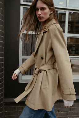 SUEDE EFFECT TRENCH COAT